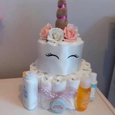 THREE TIER GIRLS PINK BABY CLOTHES NAPPY CAKE